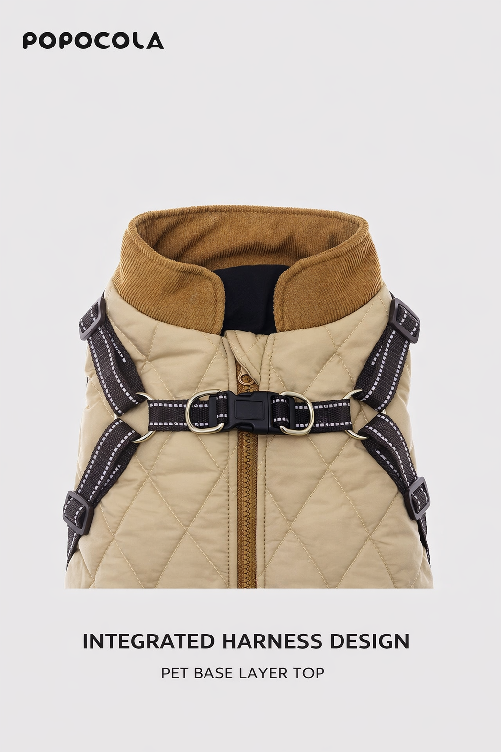 Popocola Quilted Winter Harness Jacket for Dogs