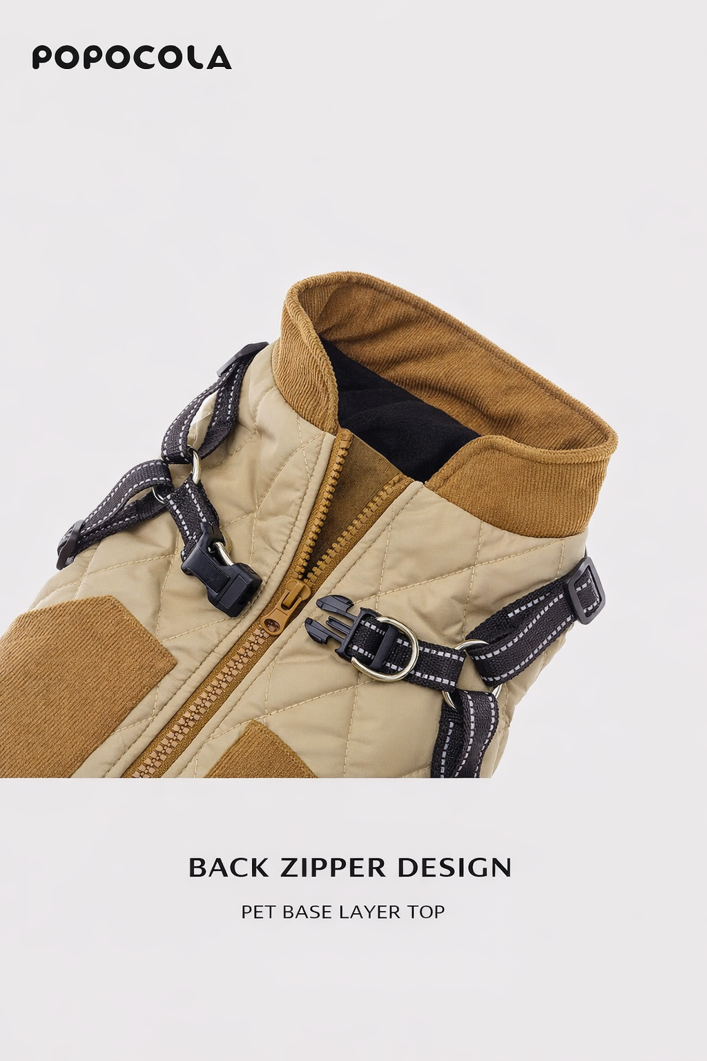 Popocola Quilted Winter Harness Jacket for Dogs