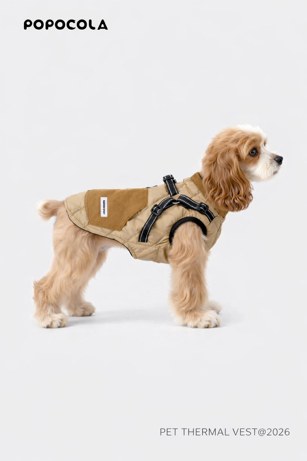 Popocola Quilted Winter Harness Jacket for Dogs
