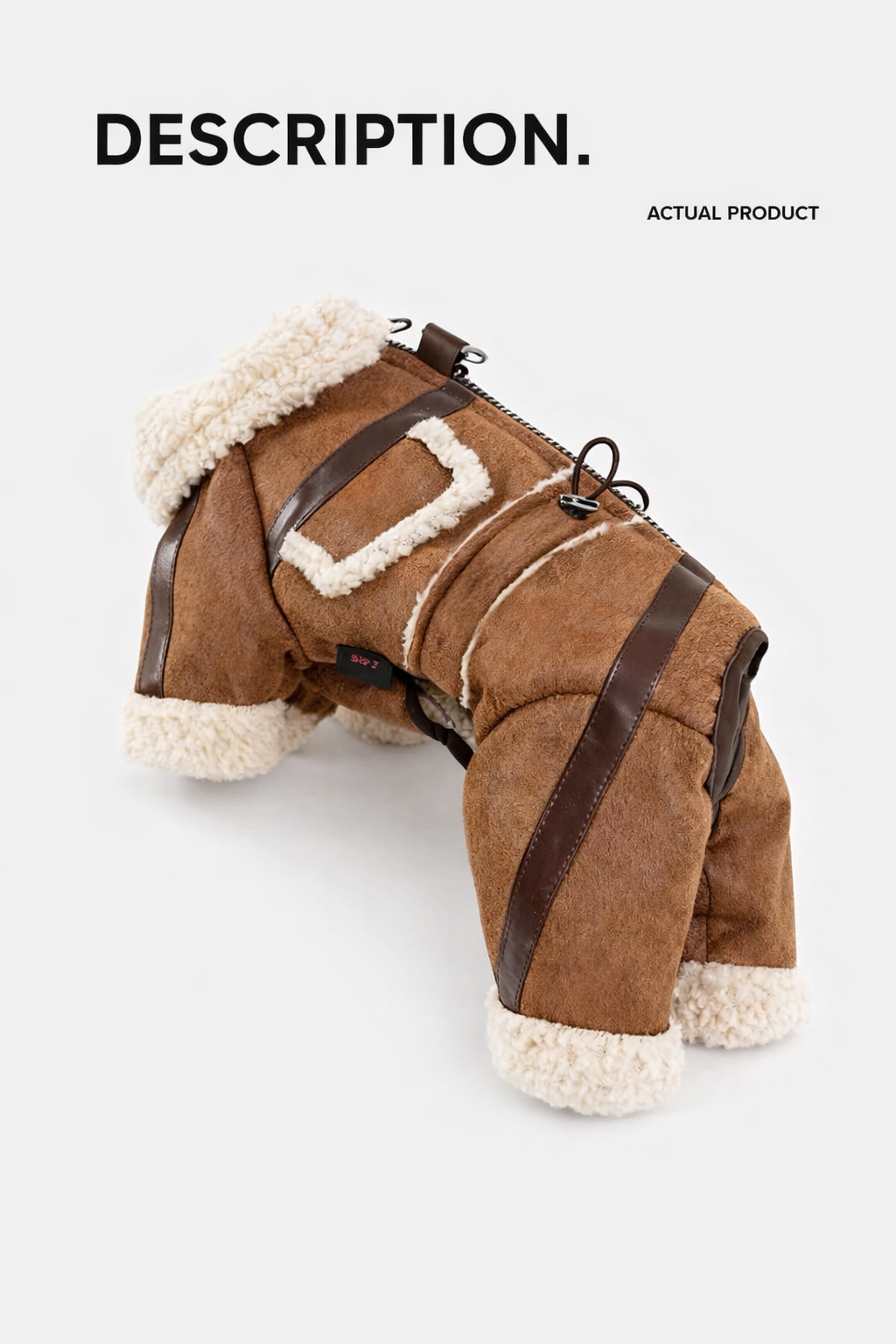 Suede Shearling-Trim Dog Jumpsuit